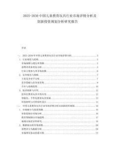 2025-2030中國兒童教育玩具行業市場詳情分析及創新投資規劃分析研究報告