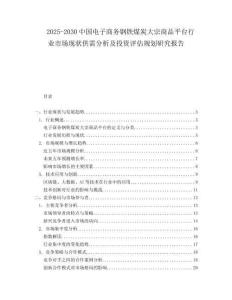 2025-2030中國電子商務鋼鐵煤炭大宗商品平臺行業市場現狀供需分析及投資評估規劃研究報告