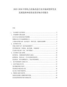2025-2030中國電力設備改造行業市場深度研究及發展趨勢和投資前景詳細介紹報告