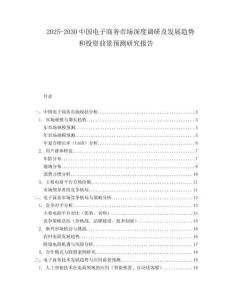 2025-2030中國電子商務市場深度調(diào)研及發(fā)展趨勢和投資前景預測研究報告