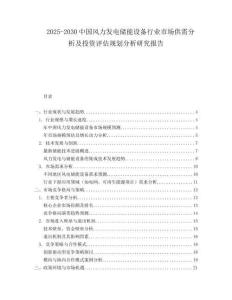 2025-2030中國風力發電儲能設備行業市場供需分析及投資評估規劃分析研究報告