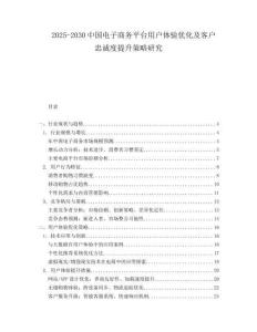 2025-2030中國電子商務平臺用戶體驗優化及客戶忠誠度提升策略研究