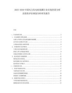 2025-2030中國風力發電機線圈行業市場供需分析及投資評估規劃分析研究報告