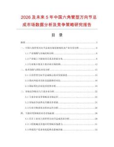 2026及未來5年中國六角管型萬向節(jié)總成市場數(shù)據(jù)分析及競爭策略研究報告