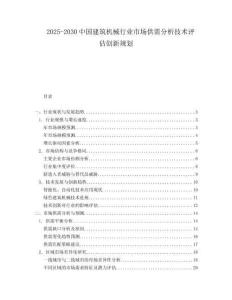 2025-2030中國建筑機械行業(yè)市場供需分析技術評估創(chuàng)新規(guī)劃
