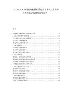 2025-2030中國建筑機械租賃行業(yè)市場現狀供需分析及投資評估規(guī)劃研究報告