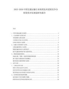 2025-2030中國交通運輸行業現狀技術進展競爭分析投資評估規劃研究報告