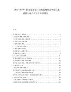 2025-2030中國交通運輸行業發展規劃及智能交通建設與城市智慧化推進報告