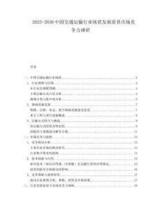 2025-2030中國交通運輸行業現狀發展前景市場競爭力調研