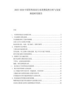 2025-2030中國零售商業(yè)行業(yè)消費趨勢分析與發(fā)展規(guī)劃研究報告