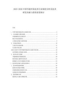 2025-2030中國(guó)節(jié)能環(huán)保技術(shù)行業(yè)現(xiàn)狀分析及技術(shù)研發(fā)突破與投資前景探討