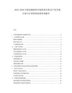 2025-2030中國(guó)金屬材料市場(chǎng)供需分析及產(chǎn)業(yè)升級(jí)計(jì)劃與行業(yè)投資深度咨詢報(bào)告