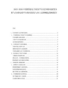 2025-2030中國跨境電子商務平臺競爭格局演變分析與全球電商平臺格局優化與本土品牌崛起策略報告