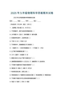 2025年九年級物理科學思維期末試卷