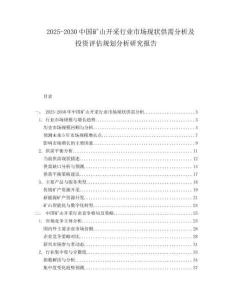 2025-2030中國礦山開采行業(yè)市場現(xiàn)狀供需分析及投資評估規(guī)劃分析研究報告