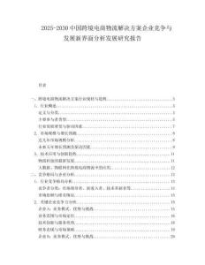 2025-2030中國跨境電商物流解決方案企業競爭與發展新界面分析發展研究報告