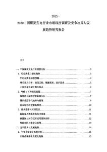 2025-2030中國煤炭發(fā)電行業(yè)市場深度調(diào)研及競爭格局與發(fā)展趨勢研究報告