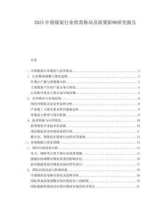 2025中國煤炭行業(yè)供需格局及政策影響研究報告