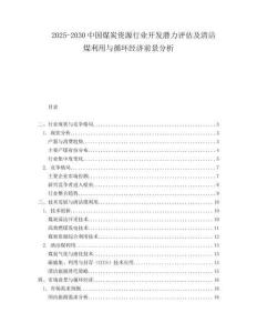 2025-2030中國煤炭資源行業(yè)開發(fā)潛力評估及清潔煤利用與循環(huán)經(jīng)濟(jì)前景分析
