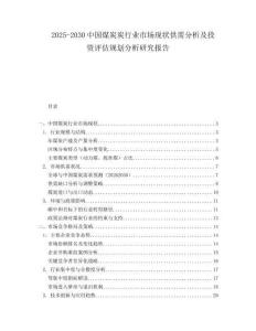 2025-2030中國煤炭炭行業(yè)市場現(xiàn)狀供需分析及投資評估規(guī)劃分析研究報告