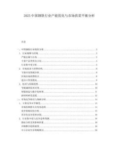 2025中國鋼鐵行業(yè)產(chǎn)能優(yōu)化與市場(chǎng)供需平衡分析