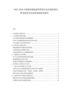 2025-2030中國(guó)納米銀線材料研發(fā)行業(yè)市場(chǎng)供需分析及投資評(píng)估現(xiàn)狀規(guī)劃研究報(bào)告