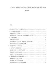 2025中國網絡安全設備行業發展趨勢與投資價值分析報告