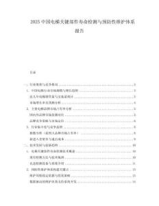2025中國電梯關(guān)鍵部件壽命檢測與預(yù)防性維護體系報告