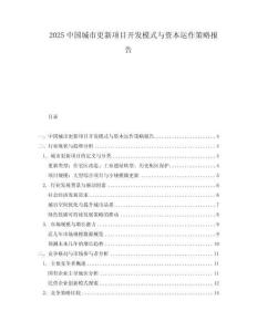 2025中國城市更新項目開發模式與資本運作策略報告