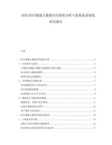 2025醫(yī)療健康大數(shù)據(jù)應(yīng)用現(xiàn)狀分析與發(fā)展前景深度研究報(bào)告