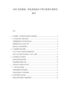 2025光伏儲能一體化系統(tǒng)成本下降與政策紅利研究報告