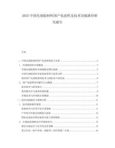2025中國光刻膠材料國產(chǎn)化進程及技術(shù)突破路徑研究報告