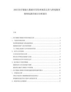 2025醫(yī)療健康大數(shù)據(jù)應用倫理規(guī)范完善與跨境服務便利化路徑探討分析報告
