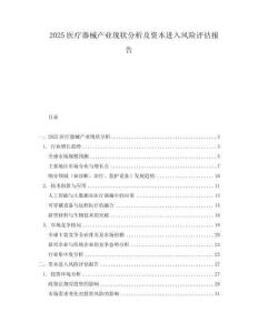2025醫(yī)療器械產(chǎn)業(yè)現(xiàn)狀分析及資本進(jìn)入風(fēng)險評估報告