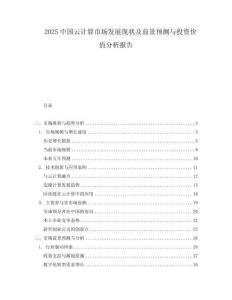 2025中國云計算市場發(fā)展現(xiàn)狀及前景預(yù)測與投資價值分析報告