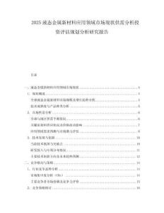 2025液態(tài)金屬新材料應(yīng)用領(lǐng)域市場現(xiàn)狀供需分析投資評(píng)估規(guī)劃分析研究報(bào)告