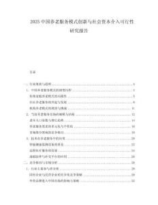 2025中國養(yǎng)老服務(wù)模式創(chuàng)新與社會資本介入可行性研究報告