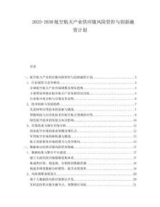 2025-2030航空航天產(chǎn)業(yè)供應(yīng)鏈風(fēng)險管控與創(chuàng)新融資計劃