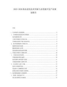 2025-2030海水淡化技術(shù)突破與水資源開發(fā)產(chǎn)業(yè)規(guī)劃報告