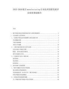 2025-2030航空manufacturing行業(yè)技術(shù)創(chuàng)新發(fā)展評(píng)估投資規(guī)劃報(bào)告