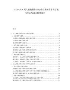 2025-2030無人機(jī)航拍作業(yè)行業(yè)市場深度掌握了航拍作業(yè)與成本核算報告