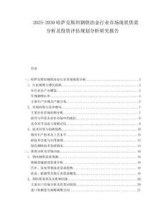 2025-2030哈薩克斯坦鋼鐵冶金行業(yè)市場現(xiàn)狀供需分析及投資評估規(guī)劃分析研究報告