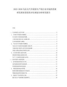 2025-2030烏拉圭汽車輪胎生產(chǎn)線行業(yè)市場供需調(diào)研發(fā)展前景投資評(píng)估規(guī)劃分析研究報(bào)告
