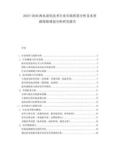 2025-2030海水淡化技術(shù)行業(yè)市場供需分析及水資源保障規(guī)劃分析研究報告