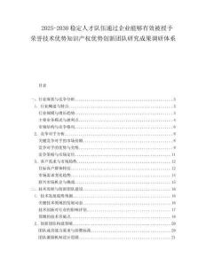 2025-2030穩(wěn)定人才隊(duì)伍通過企業(yè)能夠有效被授予榮譽(yù)技術(shù)優(yōu)勢(shì)知識(shí)產(chǎn)權(quán)優(yōu)勢(shì)創(chuàng)新團(tuán)隊(duì)研究成果調(diào)研體系