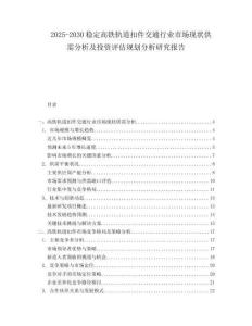2025-2030穩(wěn)定高鐵軌道扣件交通行業(yè)市場現(xiàn)狀供需分析及投資評估規(guī)劃分析研究報告