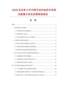 2026及未來5年中國手動掃地機市場現狀數據分析及前景預測報告