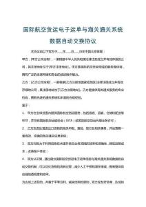 國際航空貨運電子運單與海關通關系統數據自動交換協議