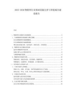 2025-2030物聯(lián)網(wǎng)行業(yè)基礎(chǔ)設(shè)施完善與智能城市建設(shè)報(bào)告