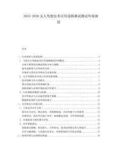 2025-2030無(wú)人駕駛技術(shù)應(yīng)用道路測(cè)試測(cè)試環(huán)境規(guī)劃